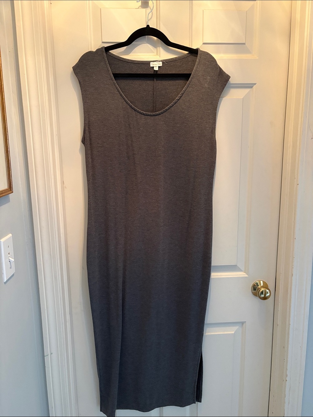 Garnet Hill Heathered Charcoal Sleeveless Knit Dress